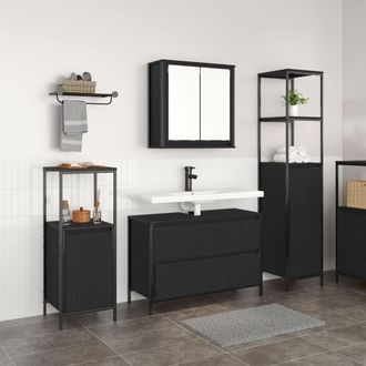 Berkfield Home 3 Piece Bathroom Furniture Set Black Oak Engineered Wood