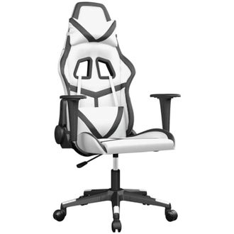vidaXL Silla Gaming De Masaje Cuero Sint&eacute;tico Blanco Y Negro Vidaxl
