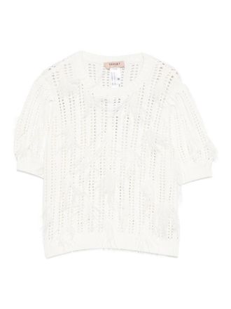 Twinset Open-Knit Top With Feather Details