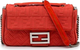 Fendi Red Monogram Midi Chain Baguette