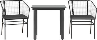 vidaXL Set Da Pranzo Da Giardino 3 Pz Con Cuscini Polyrattan Vetro - Vidaxl