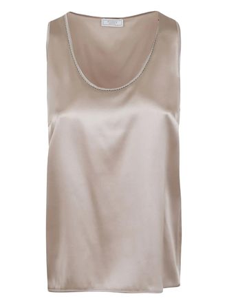 PESERICO embellished silk tank top - women - Silk - 42 - Neutrals