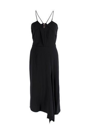 Roland Mouret Black Rope Strap Midi Dress Size M