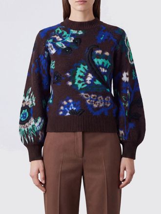 sacai Maglia girocollo in lana con lavorazione jacquard e motivo astratto
