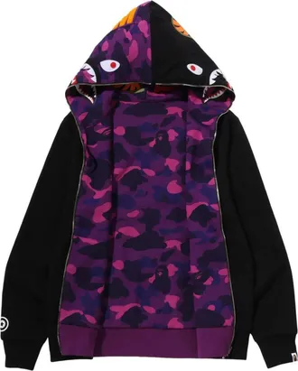 A Bathing Ape Color Camo Reversible Shark Full Zip Hoodie Purple 0ZXSWM004151QPPX