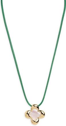 Argento Vivo Mother-of-Pearl Clover Cord Necklace in Gold at Nordstrom