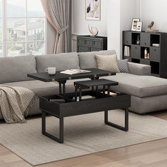 Vicco Mesa De Centro Lifty, Negro, 100 X 50 Cm Con Funci&oacute;n De Elevaci&oacute;n, Vicco
