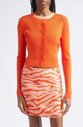Toccin Zoe Crop Fitted Cardigan in Flame at Nordstrom, Size Xx-Small
