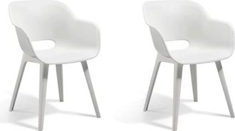 Keter Conjunto de Dos sillas de jardín Exterior terraza akola Color Blanco, 56.7 x 55.8 x 80.1 cm, Caja con 2 Unidades