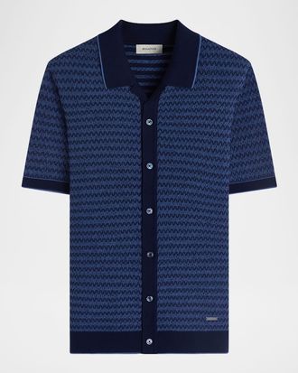 Bugatchi Men & apos;s Two-Tone Honeycomb Button-Front Sweater