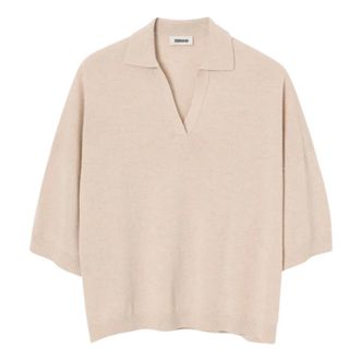 Zenggi Zenggi - Fine Wool Dawson Polo - Dames - Truien - Beige - Maat: M/L Wol