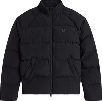 Fred Perry Raglanmouw Gewatteerde Jas - Heren - Winterjassen - Zwart - M - Leer - Jassen
