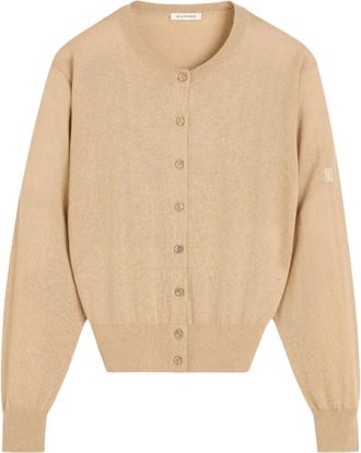 By Malene Birger Donker Zand Cardigan Montie - Dames - Vesten - Bruin - XS - Wol - Truien & Vesten