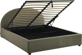 Sweeek Cama con somier abatible y cabecero 160cm, acabado en borreguito