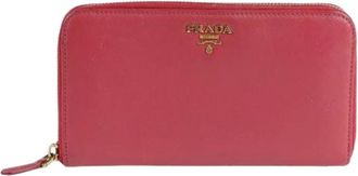 Prada Pre-owned Wallets, female, Pink, Size: ONE SIZE Pre-owned Zip Around Wallet
