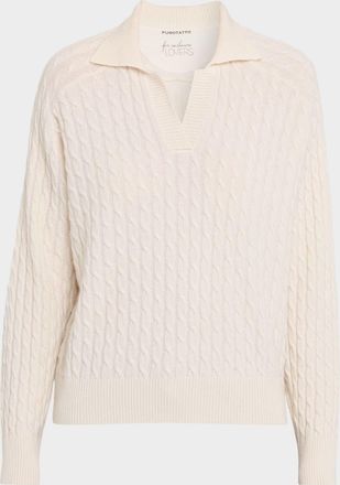 Purotatto Cable-Knit Cashmere Polo Pullover