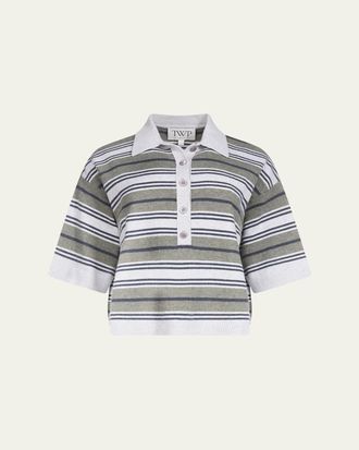 TWP Striped Cashmere Polo Sweater