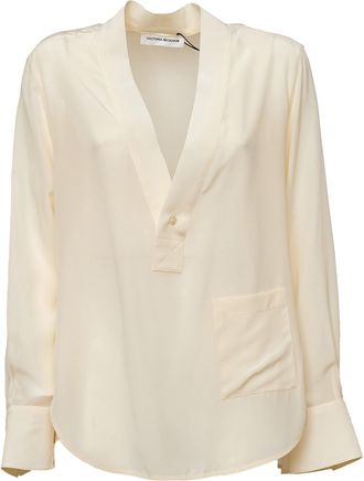 Victoria Beckham Asymmetrical Structured V-Neck Blouse