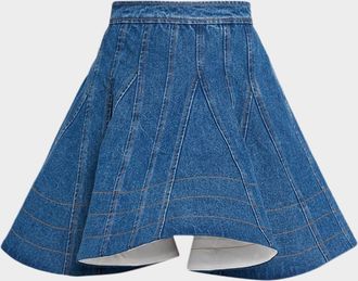 Aknvas Kalle Godet Denim Mini Skirt