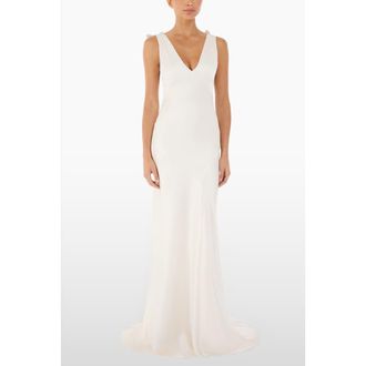 Jenny Packham Collette Beaded Bow-Detail Maxi Dress in Ivory at Nordstrom, Size 12 Uk