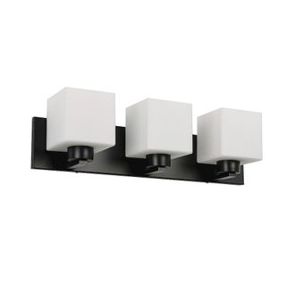 Dainolite 3 Light Vanity Matte Black with White Opal Glass