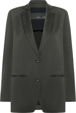 Roberto Ricci Design Cupro Boyfriend Blazer - Dames - Blazers - Groen - S - Leer - Jassen