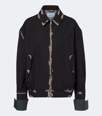 Prada Houndstooth devor&eacute; cotton blouson jacket