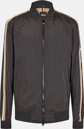 HUGO BOSS Mens Coltrane Stripe Patterned Ribbed Cuff Hybrid Jacket in Black - Size 42 (Chest)