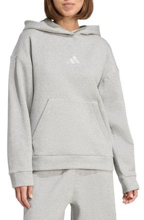 adidas ALL SZN Holiday Glitter Fleece Loose Hoodie in Medium Grey Heather at Nordstrom, Size X-Large