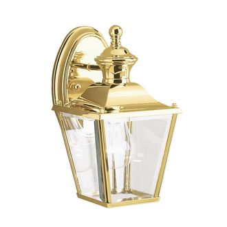 Netlighting Bay Shore 1 Light Small Outdoor Wall Lantern Polished Brass IP44 E27 in Yellow