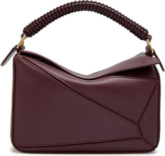 Loewe Puzzle Small Woven Leather top Handle bag - Burgundy - One Size