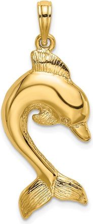 Diamond2Deal 14k Yellow Gold 2-D Polished Dolphin Jumping Charm