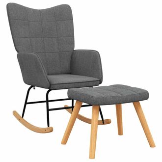 vidaXL Silla Mecedora Con Reposapi&eacute;s Tela Gris Oscuro Vidaxl