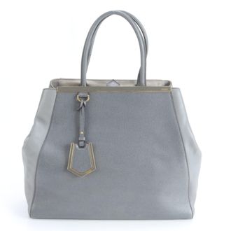 Fendi Gray Leather Shoulder Bag Tote Bag (Pre-Owned)