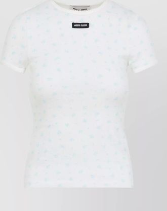 Miu Miu round neck fitted top with short sleeves