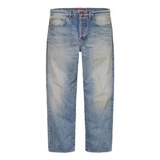 SUPREME Distressed Loose Fit Selvedge Jeans Teal SUP-SS24-093