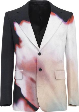 Alexander McQueen Abstract Floral Blazer with Notched Lapels