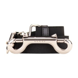 Gucci Elastische Stoffg&uuml;rtel - Heren - Sleutelhangers & Tashangers - Zwart - 90 CM - Accessoires