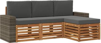 vidaXL Conjunto De Sof&aacute;s De Exterior 4 Uds. Natural Y Antracita Vidaxl