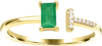 Diamond2Deal 10K Yellow Gold Emerald and Diamond Engagement Ring ( 0.25Ct)