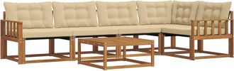 vidaXL Conjunto De Sof&aacute;s De Exterior 6 Uds. Natural Y Beige Vidaxl