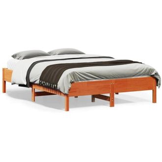 vidaXL Bed Frame without Mattress Wax Brown 140x190 cm Solid Wood Pine Vidaxl