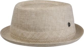 Lierys Uni Structure Pork Pie Hat Made in Italy Linen Cotton Herringbone Band Men Summer