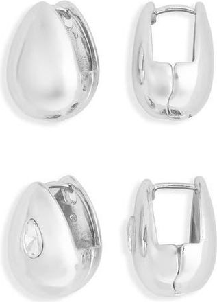 Leith 2-Pack Assorted Teardrop Huggie Hoop Earrings in Silver at Nordstrom Rack