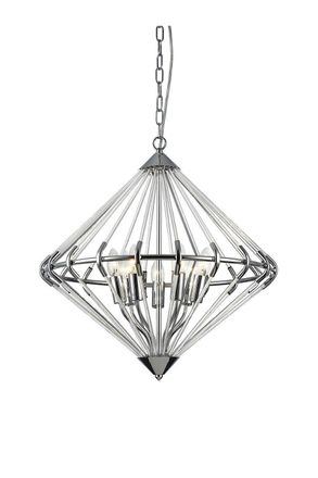 Netlighting Gerda 7 Light Chrome Ceiling Fitting Wire Frame Pendant Ceiling Light in Grey