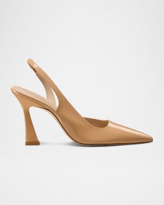Stuart Weitzman Vinnie DOrsay Patent Leather Slingback Pumps