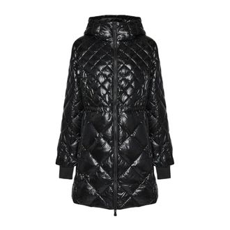 Elena Miro Lange Gewatteerde Donsjas - Dames - Jassen - Zwart - Maat: 5XL Leer
