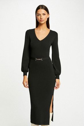 Morgan Getailleerde lange trui-jurk met versiering