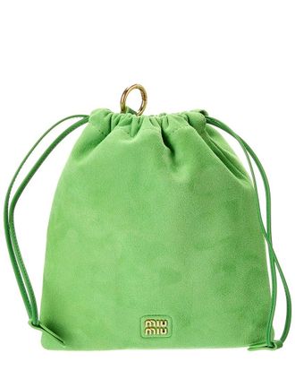 Miu Miu Logo Suede & Leather Pouch