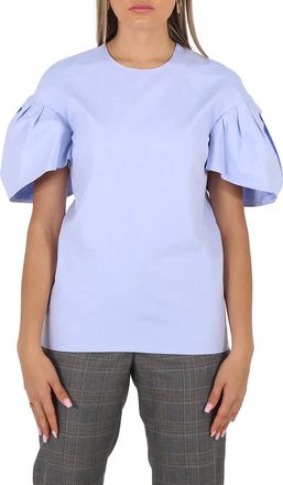 Victoria Beckham Ladies Knit Tops Light Blue Tuck Sleeve Top, Brand